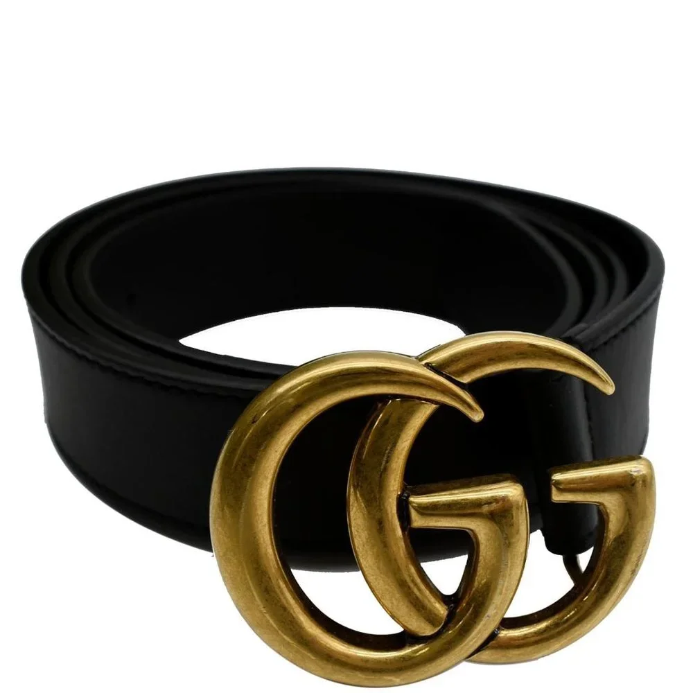GUCCI Double G Buckle Leather Belt Black - Picture 1 of 5
